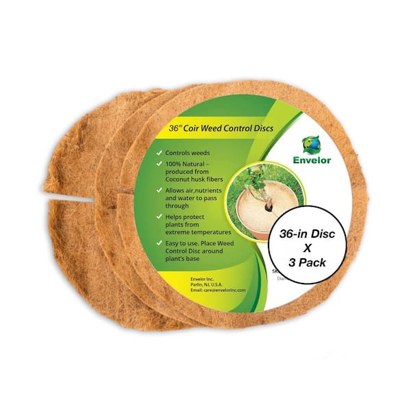 Envelor 36 in. x 0.2 in. Coconut Fiber Mulch Tree Ring Protector Mat (3-Pack)