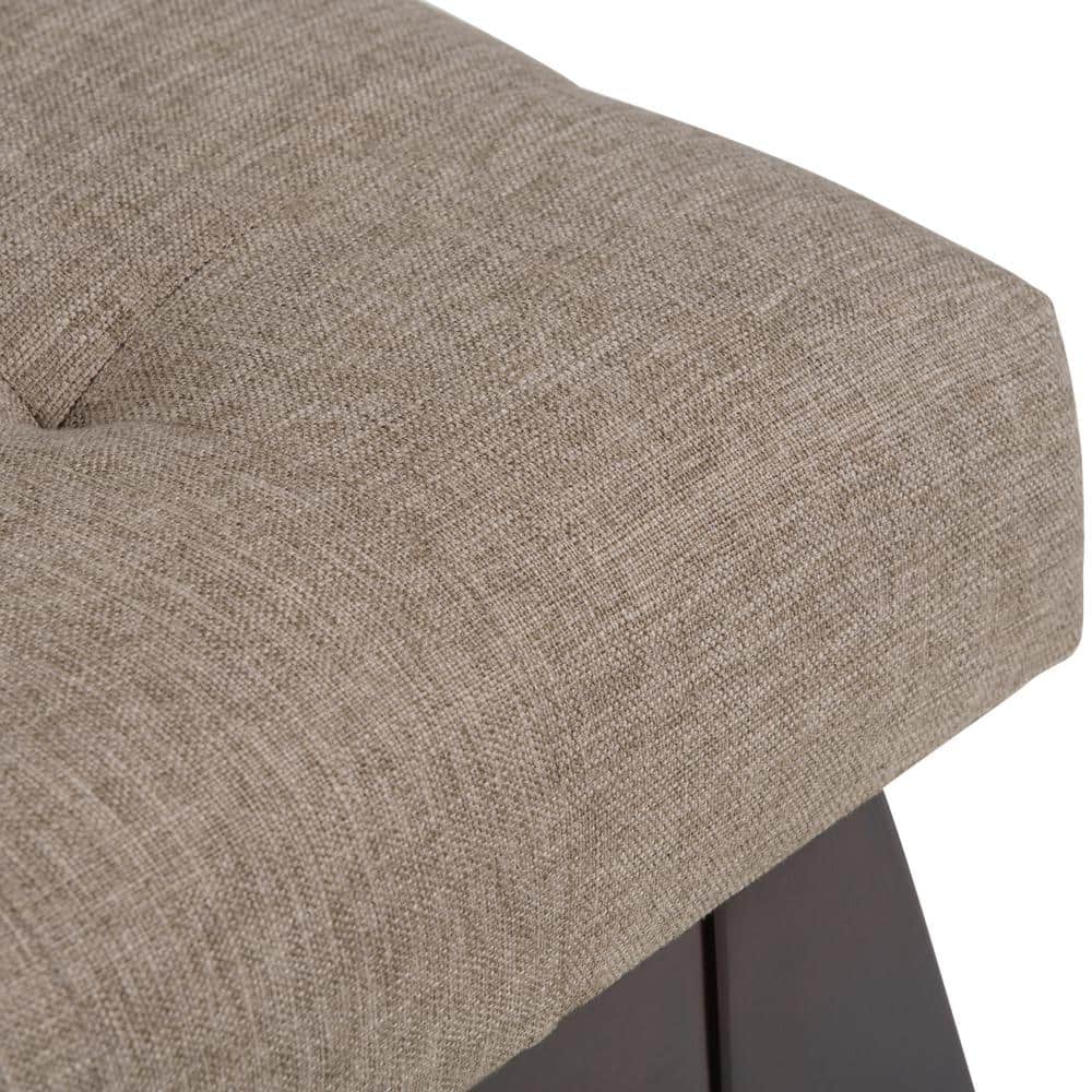 Draper 40" Wide Fawn Brown Linen Tufted Mid-Century Ottoman Bench