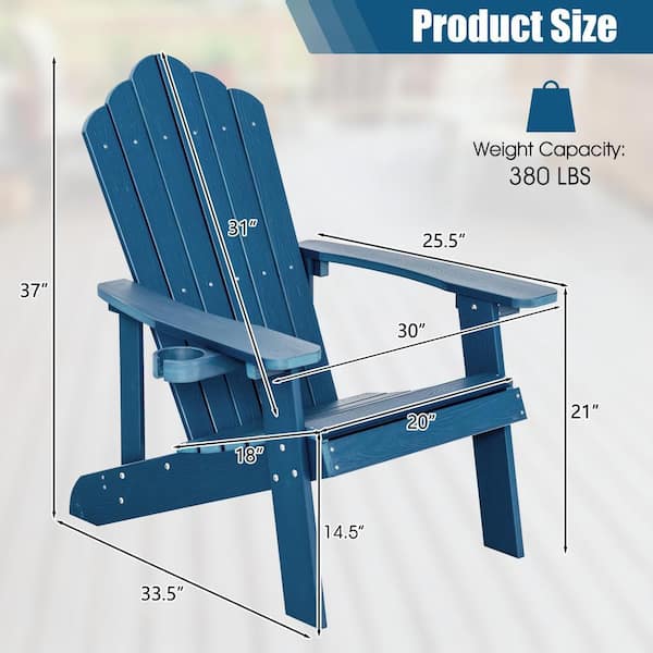 Gtnali Navy High Backrest Outdoor Plastic Adirondack Chair with