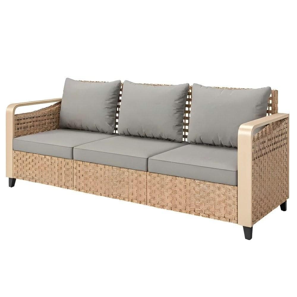 Metal Outdoor Patio Sofa set, WIth Gray Cushion, Garden Rattan Wicker Sofa price history on PriceWatchPro