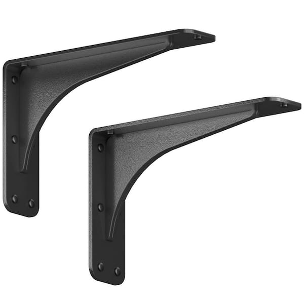 Starby Gladiator 11 in. L Black Steel Heavy Duty Granite Shelf Bracket (2-Pack)