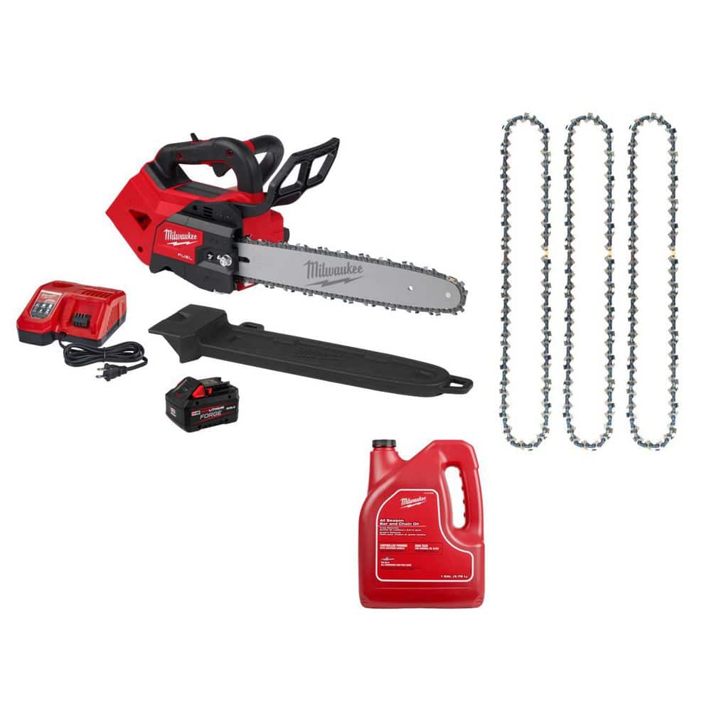 M18 FUEL 14 in. Brushless Battery Top Handle Chainsaw Kit w/ 14. Chainsaw Chain (3 Pack), 1 Gallon Bar & Chain Oil price history on PriceWatchPro