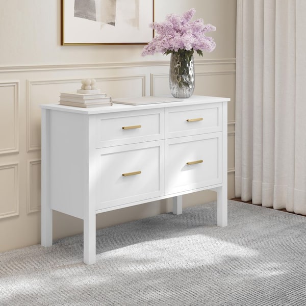 Hutton Shaker Style Home Office 4-Drawer White Engineered Wood 39.25 in. W Lateral File Cabinet