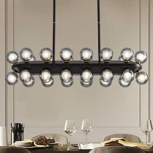 40 in. Black and Smoked Chandelier Mid-century Contemporary Living Room Black Pendant Light Fixtures