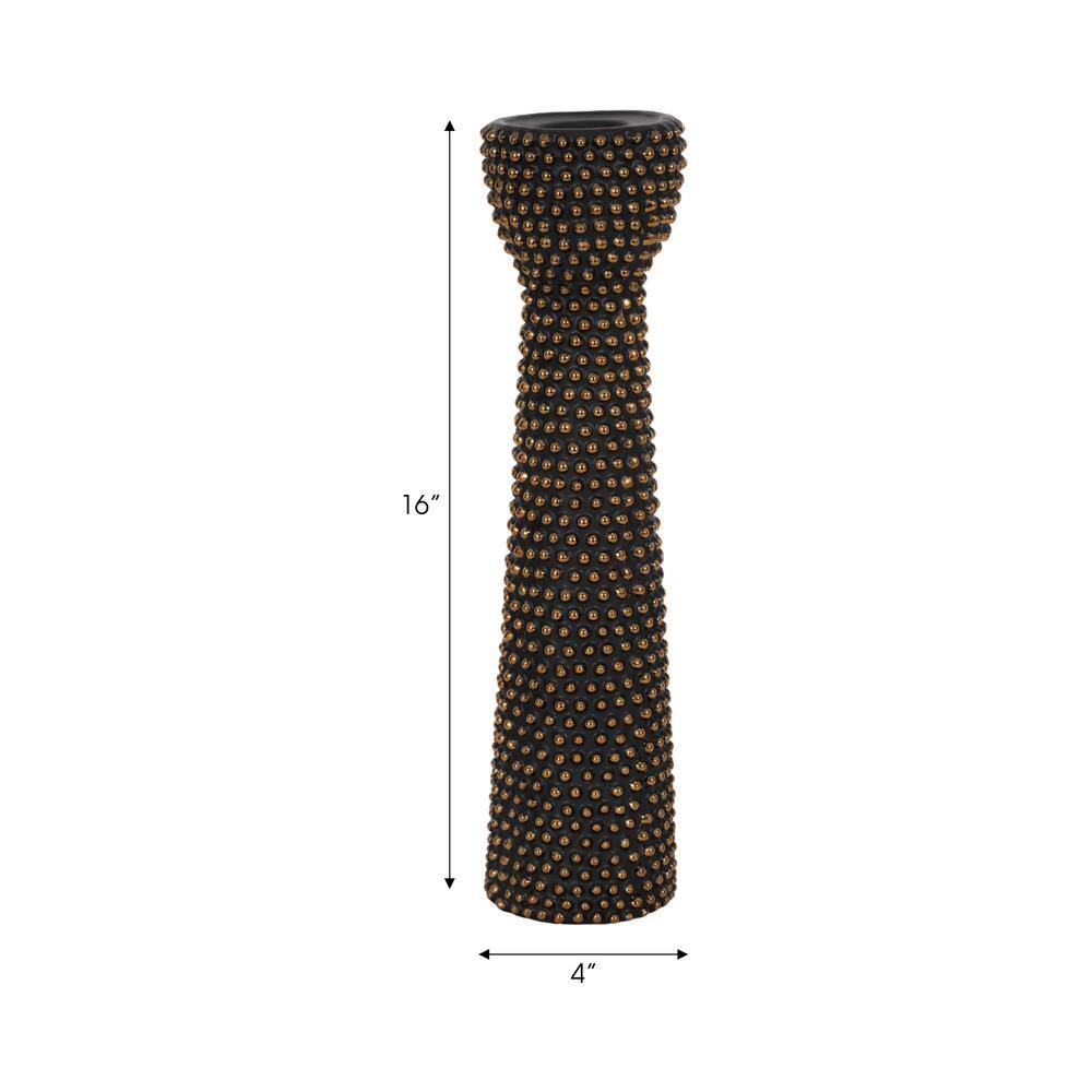 16" Black and Gold Ceramic Spiked Candle Holder