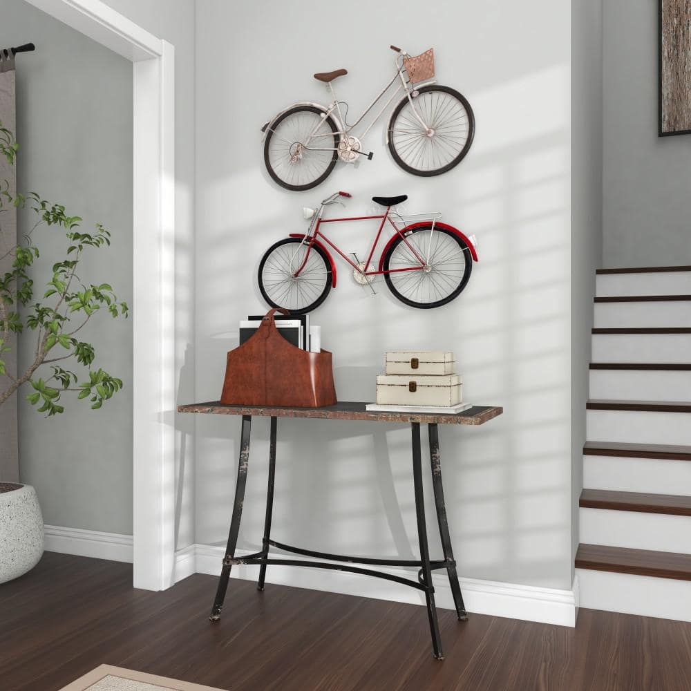 Vintage Red Metal Bicycle Wall Sculpture