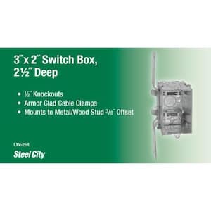 1-Gang 3 in. 2-1/2 in. Deep New Work Metal Switch and Outlet Electrical Box with CV Bracket