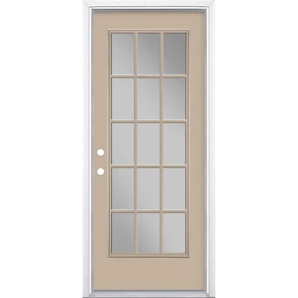 Masonite 32 in. x 80 in. 15 Lite Right-Hand Inswing Painted Steel Prehung Front Exterior Door with Brickmold