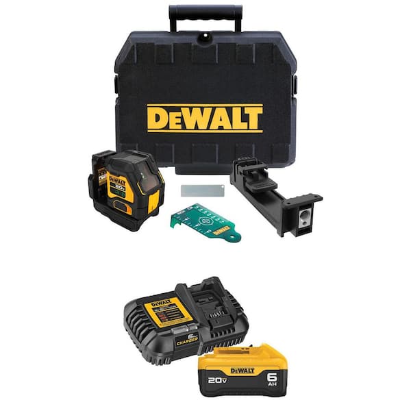20 Volt Lithium-Ion 180 ft. Green Cross Cross-Line Laser Level with 6.0 Ah Battery and Charger