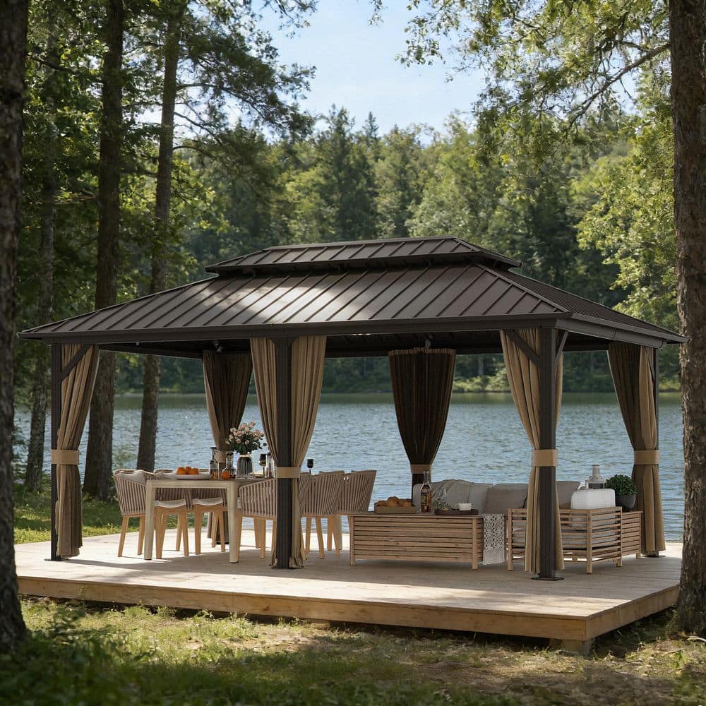 Halloページ INMITOM 12 ft. x 18 ft. Aluminum Hardtop Gazebo with Double
