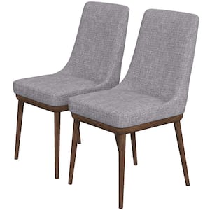 Grayson Mid-Century Polyester Blend Dining Chair in Grey (Pair)