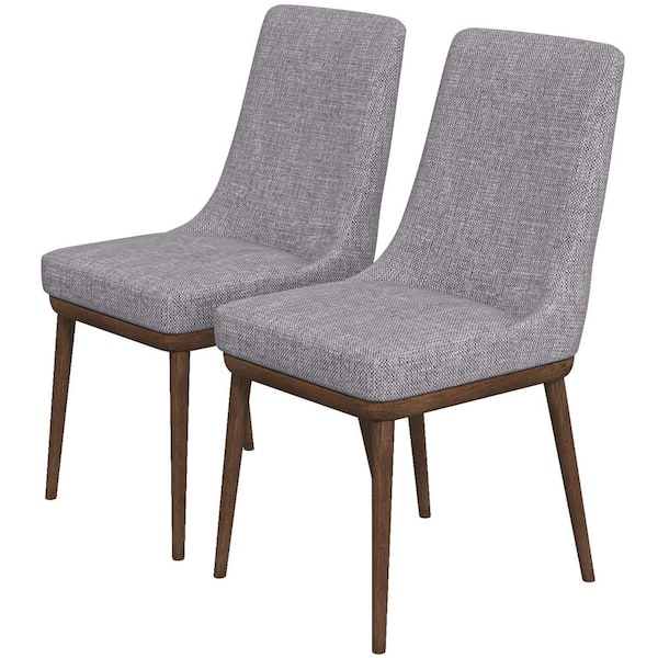 Ashcroft Furniture Co Grayson Mid-Century Polyester Blend Dining Chair in Grey (Pair)