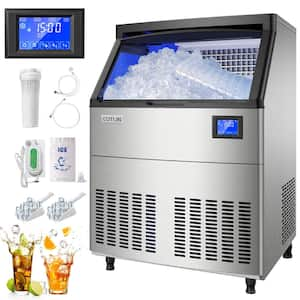 26 in. Production Per Day 200 lbs. Full Size Cubes Commercial Freestanding Ice Maker in Stainless Steel