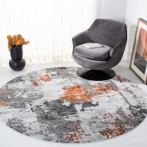Craft Gray/Brown 5 ft. x 5 ft. Gradient Abstract Round Area Rug