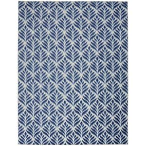 Aloha Blue 6 ft. x 9 ft. Botanical Contemporary Indoor/Outdoor Patio Rug