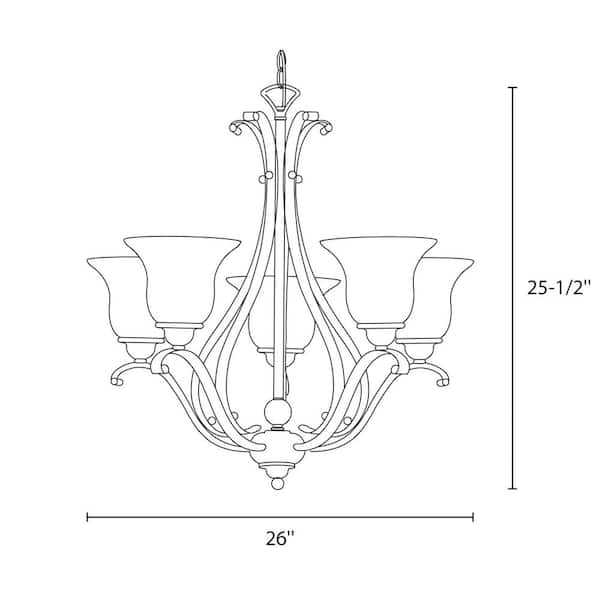 VAXCEL Monrovia 5-Light Brushed Nickel Chandelier White Glass