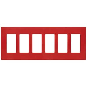 Claro 6 Gang Wall Plate for Decorator/Rocker Switches, Satin, Signal Red (SC-6-SR) (1-Pack)