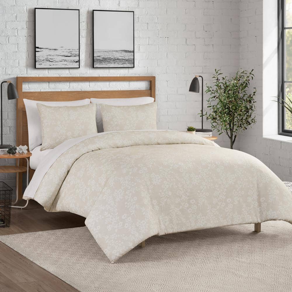 King Beige Microfiber Comforter Set with Floral Jacquard