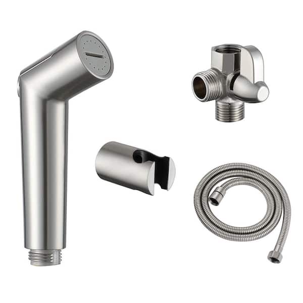 1 Handle Bidet Faucet with Fittings Wall Mount Bidet Sprayer for Toilet in Brushed Nickel