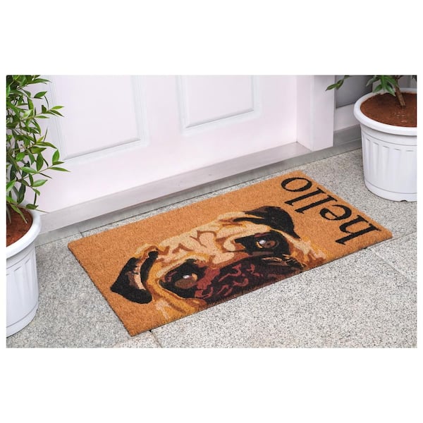 Fawn Pug Multi-Colored 17 in. x 29 in. Indoor or Outdoor Doormat