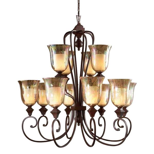 Global Direct 12-Light Bronze Candle Chandelier