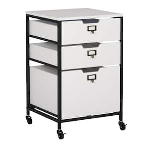 3-Drawer Mobile Organizer 17 in. W x 17 in. D Cart for Home, Office, Craft, Sewing Storage in Charcoal/White