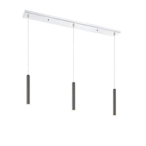 Forest 5-Watt 3-Light Integrated LED Chrome Shaded Chandelier with Pearl Black Steel Shade