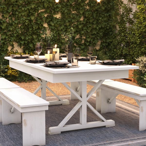 Antique white avignon outdoor dining table hot sale