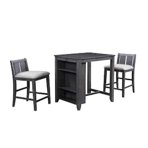 Modern Style 28 in. Gray Wooden Double Pedestal Dining Table Set (Seats 2)
