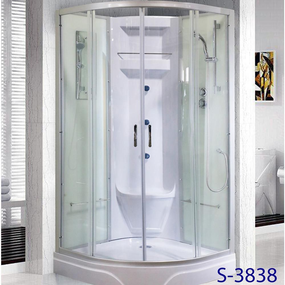Lavish 47-1/4 in. x 47-1/4 in. x 86 in. Corner Drain Corner Shower Stall  Kit in White with Easy Fit Drain