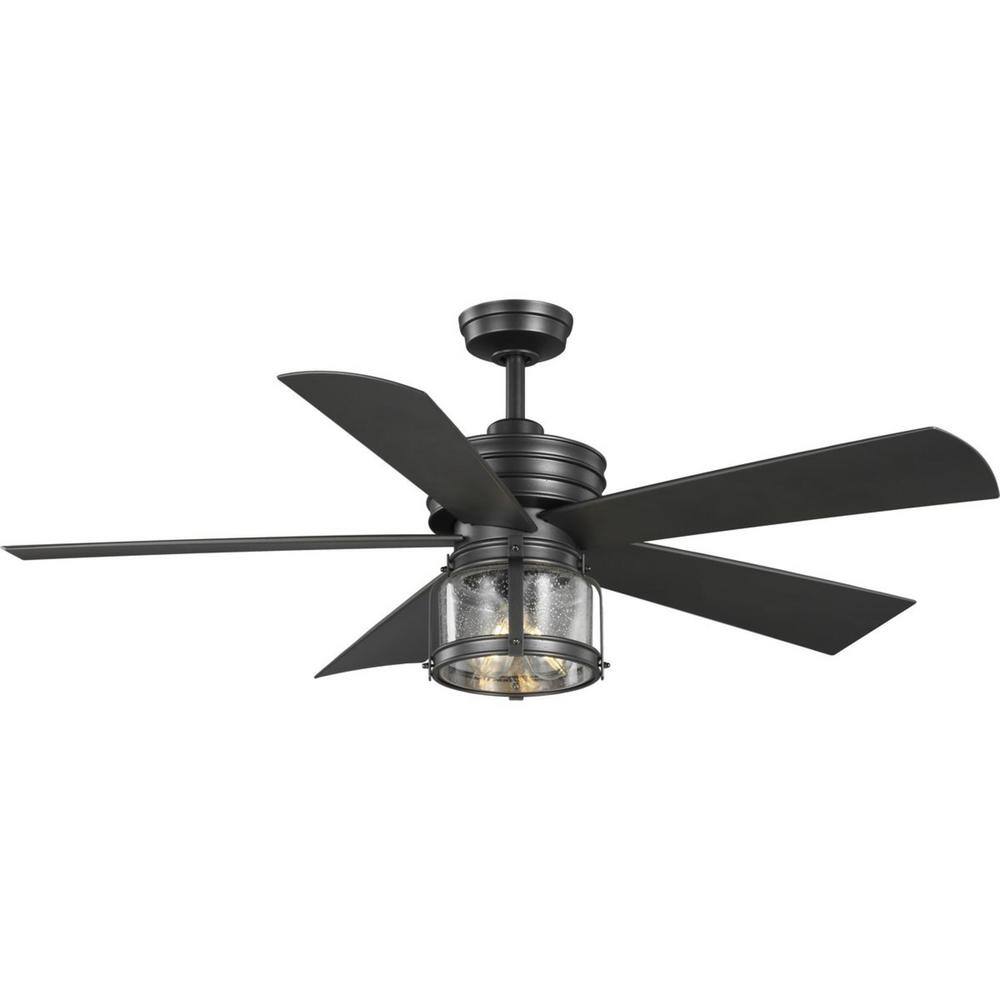 Progress Lighting Midvale 56 In 5 Blade Blistered Iron Ac Motor Coastal Ceiling Fan With Light P250011 171 Wb The Home Depot
