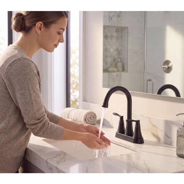 4 in. Centerset 2-Handle High-Arc Bathroom Faucet in Matte Black