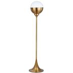 Renato 63.5 in. Brass Gold Floor Lamp with White/Gold Globe Shade