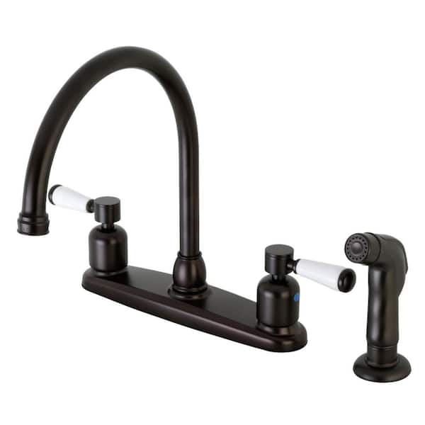 Kingston Brass Paris 2-Handle Standard Kitchen Faucet with Side Sprayer in Oil Rubbed Bronze