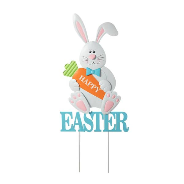 Glitzhome 30 in.H Easter Metal Bunny Yard Stake (KD) 2006600024 - The ...