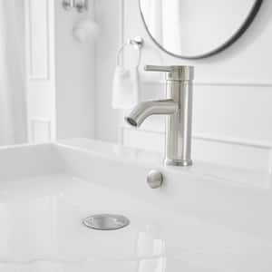 Single Hole Single-Handle Bathroom Faucet With Pop Up Drain in Brushed Nickel