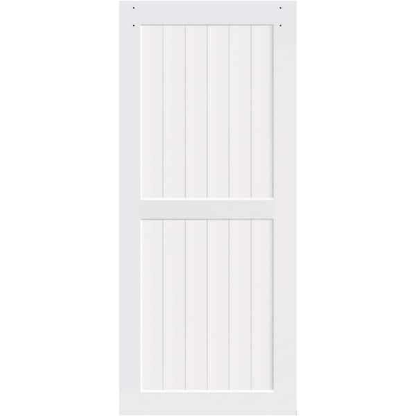 36 in. x 83.5 in. 2-Panel White Solid Core Pine Interior Barn Door Slab