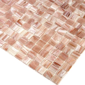 Celestial Glossy Linen Beige 12 in. x 12 in. Glass Mosaic Wall and Floor Tile (20 sq. ft./case) (20-pack)