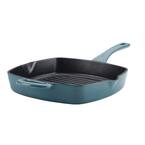 10 in. Cast Iron Square Grill Pan with Pour Spouts, Twilight Teal