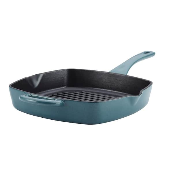 Ayesha Curry 10 in. Cast Iron Square Grill Pan with Pour Spouts, Twilight Teal