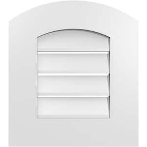 16 in. x 16 in. Arch Top Surface Mount PVC Gable Vent: Decorative with Standard Frame