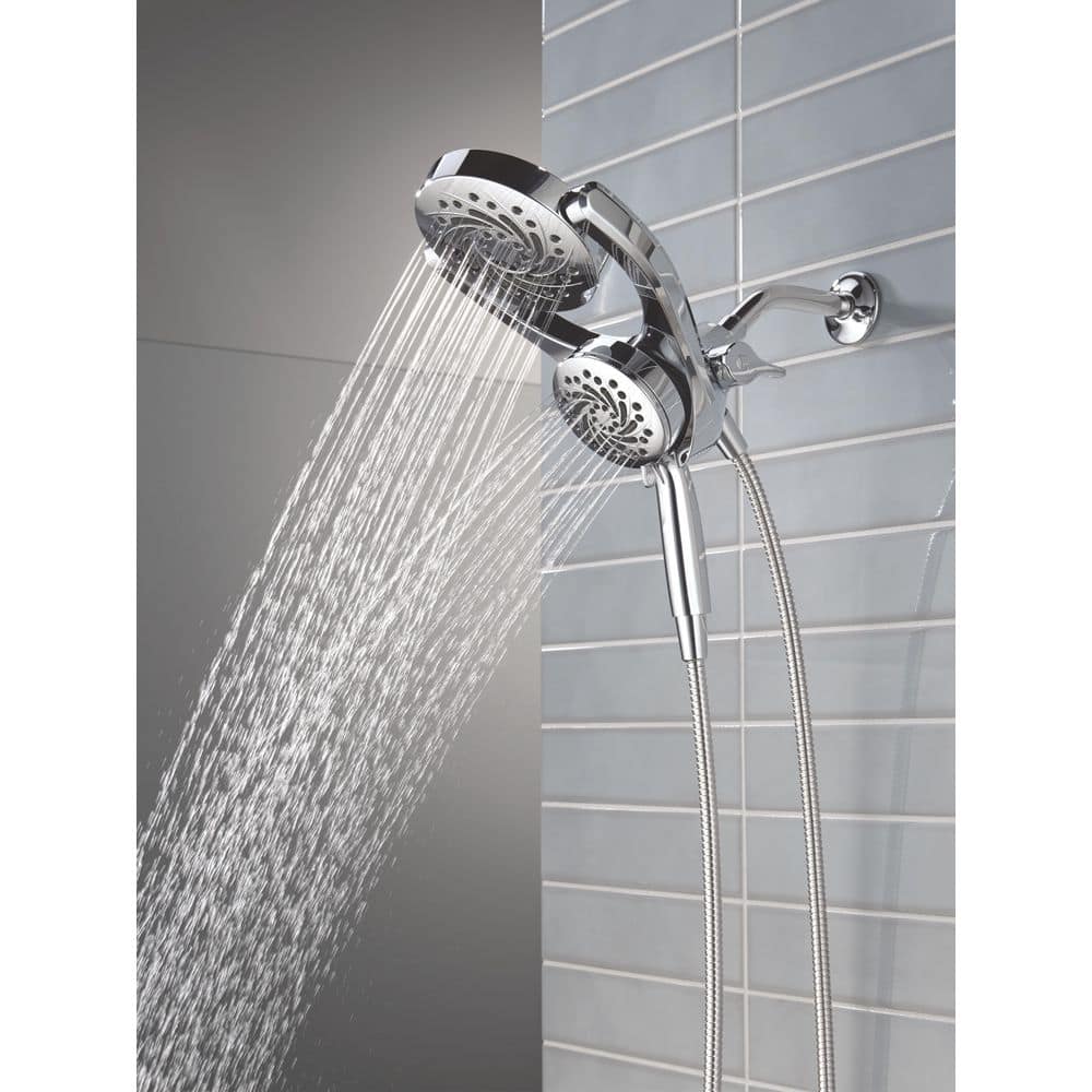 Chrome Dual Shower Head with Handheld and Rain Settings