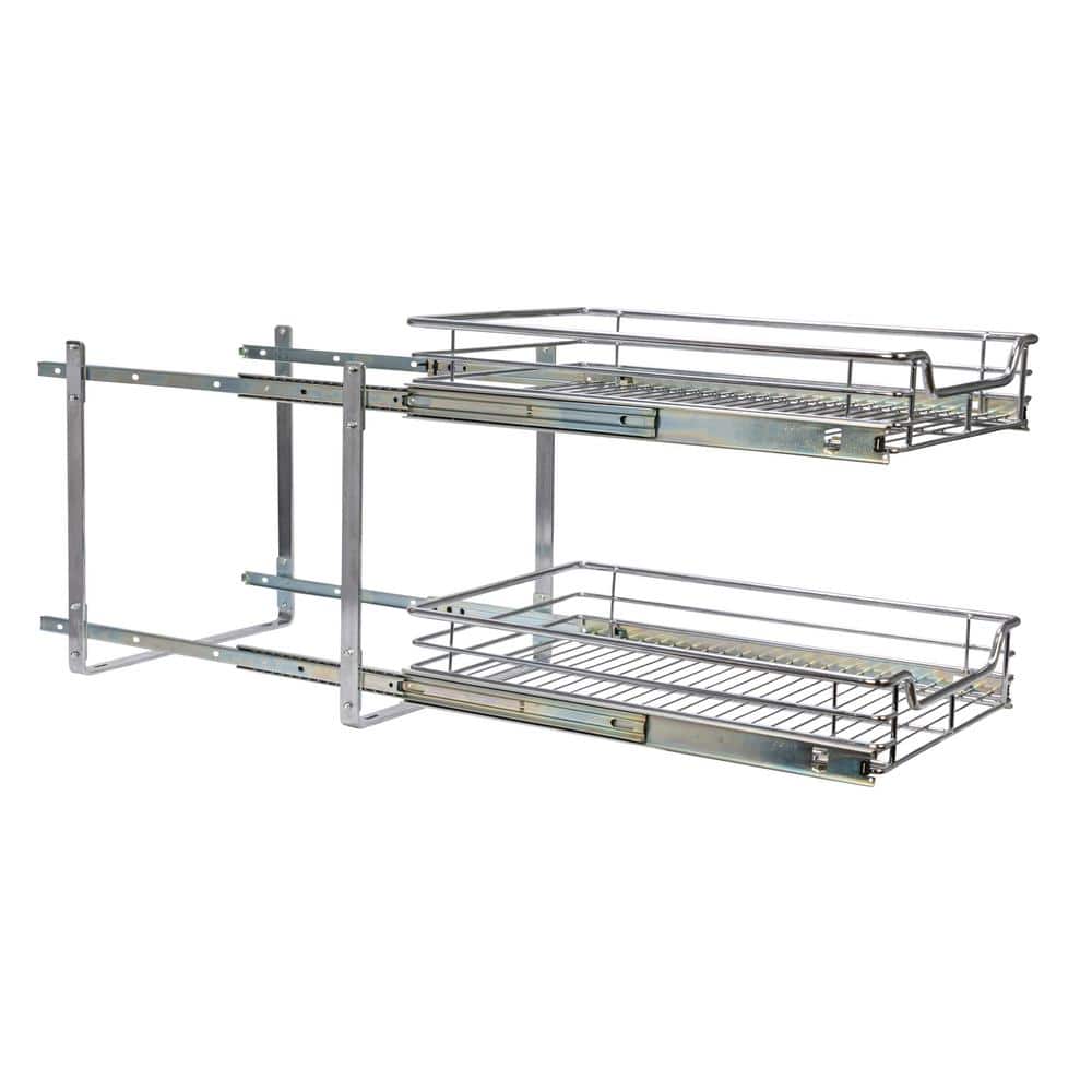Chrome Dual-Tier Pull-Out Cabinet Organizer