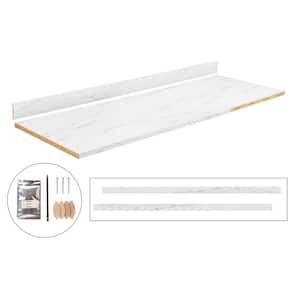 8 ft. White Laminate Countertop Kit with Right Miter and Full-Thickness Square Edge in Alabaster Slate