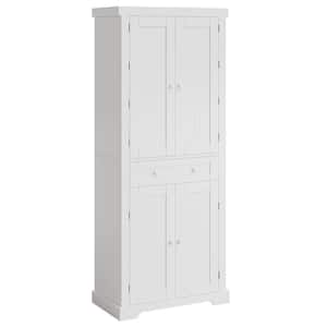 White Engineered Wood 30 in. Kitchen Pantry Cabinet with Storage Drawer, Sensor Light, Adjustable Shelves and Doors