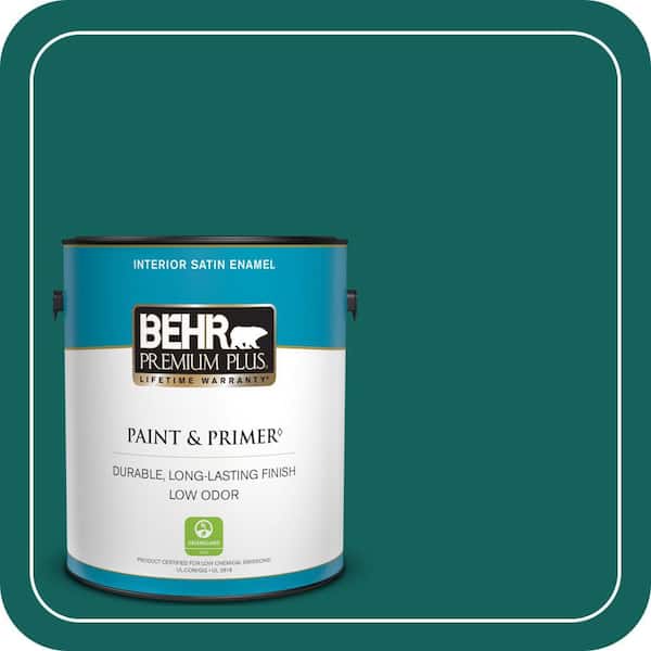 BEHR PREMIUM PLUS 1 gal. #S-H-490 Billiard Table Satin Enamel Low Odor Interior Paint & Primer