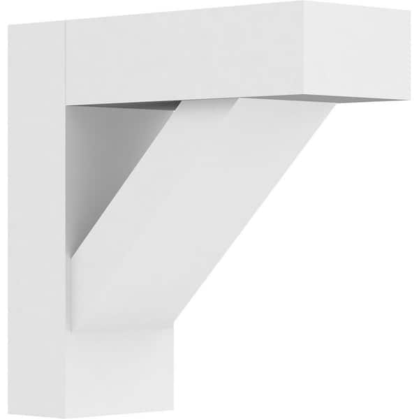 Ekena Millwork 5 in. x 14 in. x 14 in. Traditional Bracket with Block Ends, Standard Architectural Grade PVC Bracket