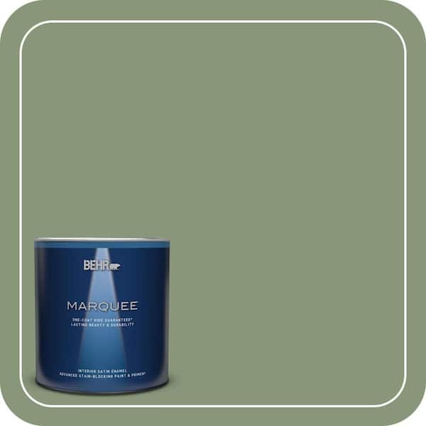 BEHR MARQUEE 1 qt. #S390-5 Laurel Tree One-Coat Hide Satin Enamel Interior Paint & Primer