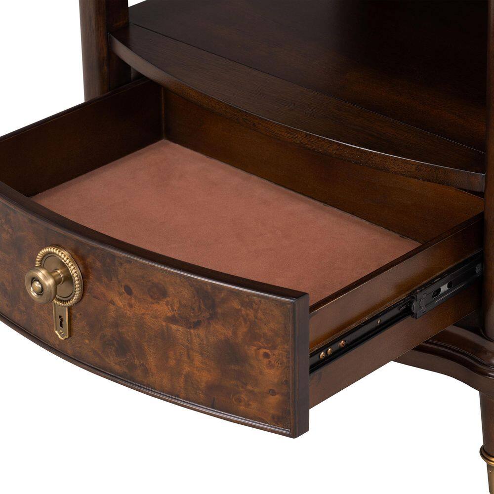 Whitney 24 in. Dark Cherry Rectangular Wood Top End Table with LED and Pull Out Tray - thumbnail 9