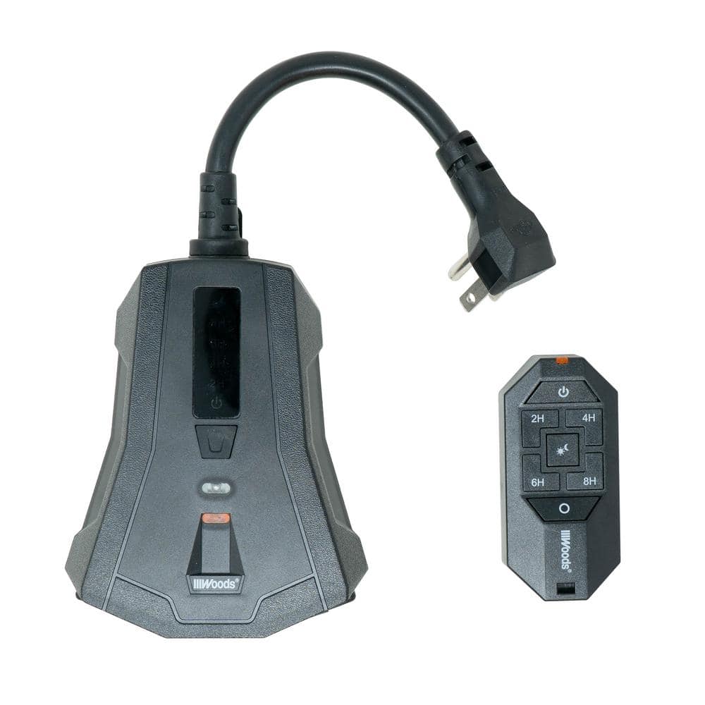 Black Outdoor Programmable Lighting Timer with Remote Control